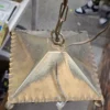 Lampa wisząca latarnia mosiężna retro rustykalna szkło mrożone 31 cm