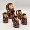 Kubek ceramiczny małpka figurka do yerba mate folk zestaw z dzbankiem