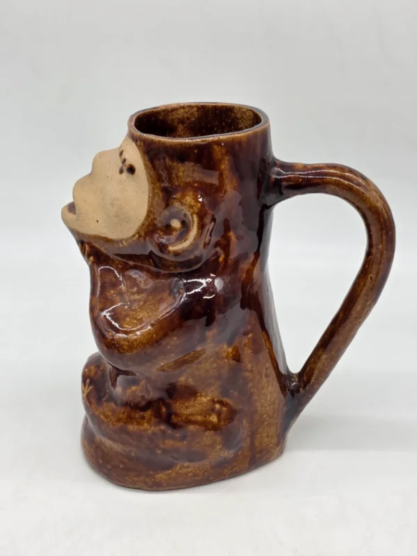 Kubek ceramiczny małpka figurka do yerba mate folk zestaw z dzbankiem