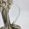 Wazon szkło artystyczne z uchem falbanka brązowo-biały 35 cm