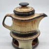 Dzbanek ceramiczny z podgrzewaczem zestaw do herbaty vintage rustykalny