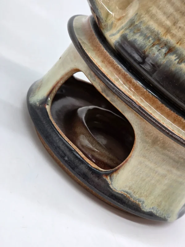Dzbanek ceramiczny z podgrzewaczem zestaw do herbaty vintage rustykalny
