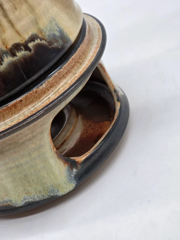 Dzbanek ceramiczny z podgrzewaczem zestaw do herbaty vintage rustykalny