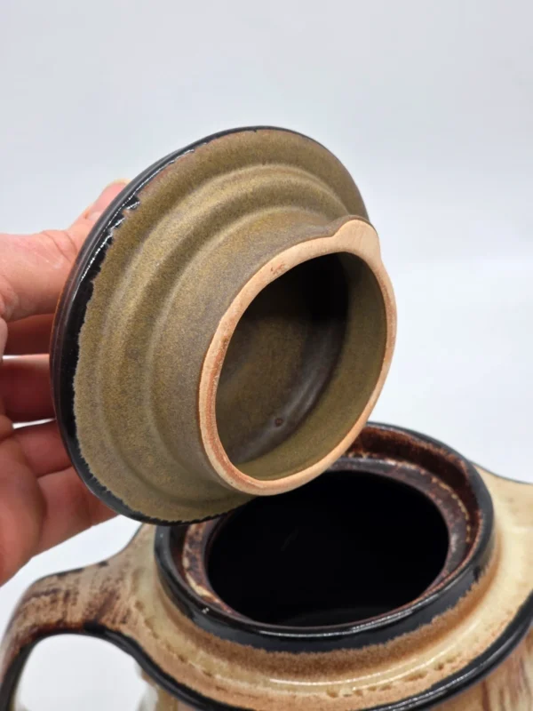 Dzbanek ceramiczny z podgrzewaczem zestaw do herbaty vintage rustykalny