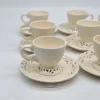 Serwis kawowy Villa Loca 6 osób kremowy ażurowy Shabby Chic