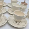 Serwis kawowy Villa Loca 6 osób kremowy ażurowy Shabby Chic