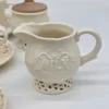 Serwis kawowy Villa Loca 6 osób kremowy ażurowy Shabby Chic