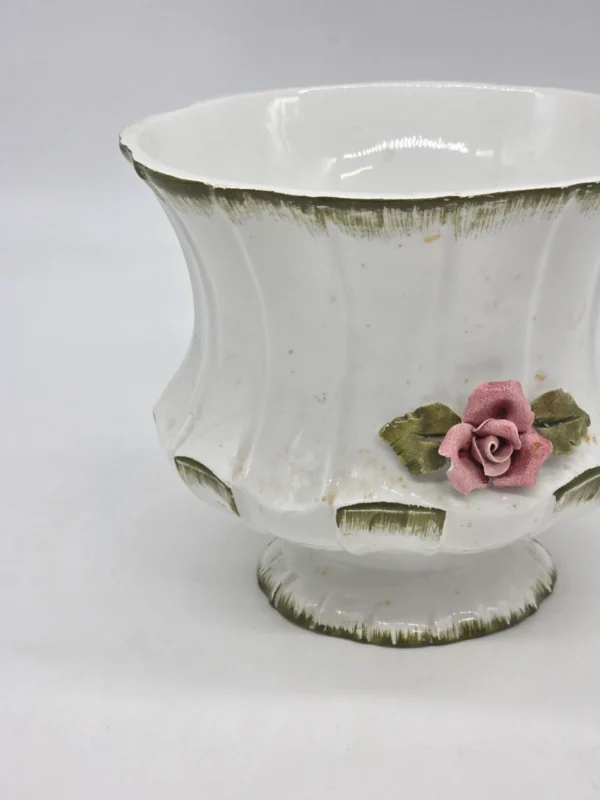 Ceramiczna osłonka na doniczkę Made in Italy róża vintage