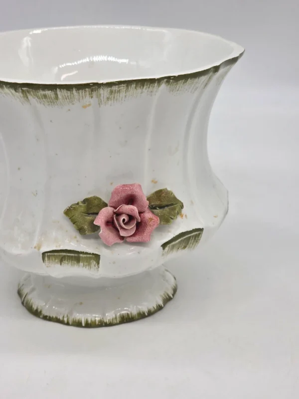 Ceramiczna osłonka na doniczkę Made in Italy róża vintage