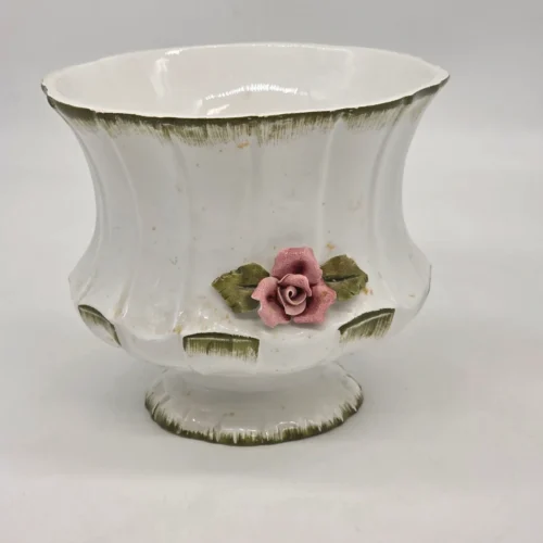 Ceramiczna osłonka na doniczkę Made in Italy róża vintage