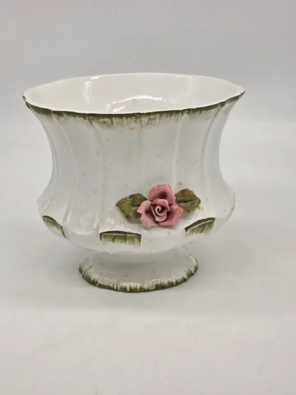 Ceramiczna osłonka na doniczkę Made in Italy róża vintage