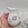 Porcelanowy serwis kawowy Thun Czechosłowacja szare róże relief 14 el