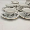 Porcelanowy serwis kawowy Thun Czechosłowacja szare róże relief 14 el