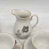 Porcelanowy serwis kawowy Thun Czechosłowacja szare róże relief 14 el