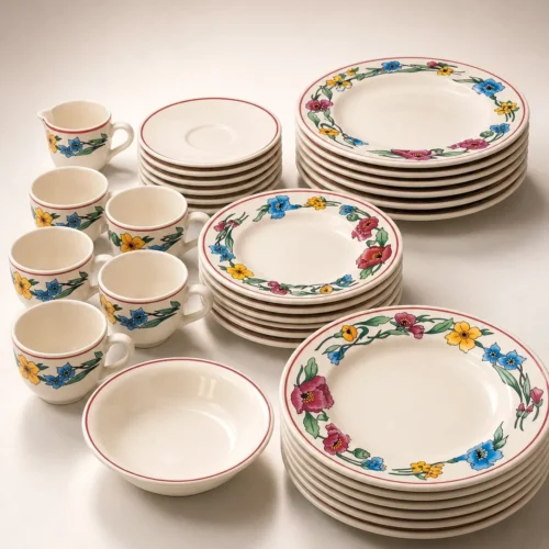Serwis obiadowy Ceramica Olympia kwiaty polne 31 elementów rustykalny