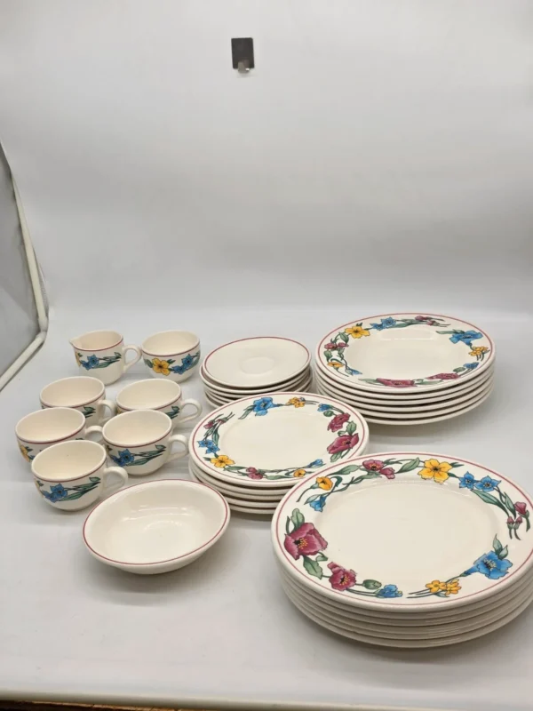 Serwis obiadowy Ceramica Olympia kwiaty polne 31 elementów rustykalny