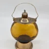 Mosiężna karafka pozytywka Helan Gar miodowe szkło vintage 28 cm