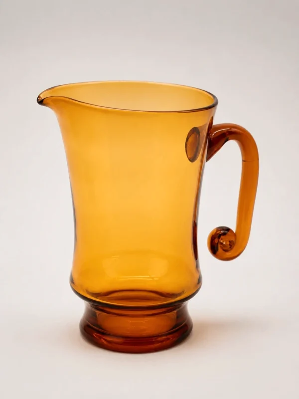 Skandynawski dzbanek Handcraft szkło artystyczne bursztynowe 20 cm