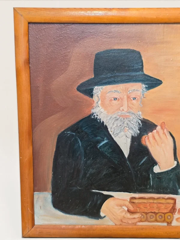 Obraz olejny na desce Żyd z pieniążkiem symbol bogactwa 56x68 cm