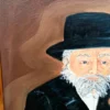 Obraz olejny na desce Żyd z pieniążkiem symbol bogactwa 56x68 cm