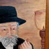 Obraz olejny na desce Żyd z pieniążkiem symbol bogactwa 56x68 cm