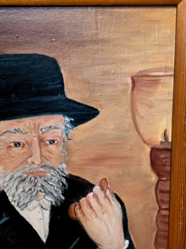 Obraz olejny na desce Żyd z pieniążkiem symbol bogactwa 56x68 cm