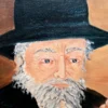 Obraz olejny na desce Żyd z pieniążkiem symbol bogactwa 56x68 cm
