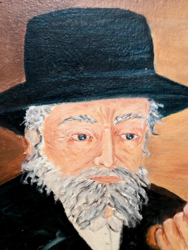 Obraz olejny na desce Żyd z pieniążkiem symbol bogactwa 56x68 cm