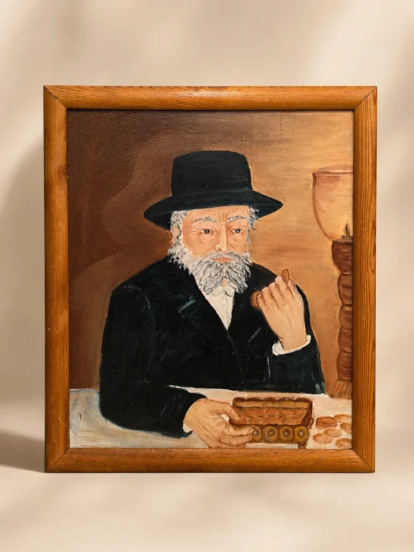 Obraz olejny na desce Żyd z pieniążkiem symbol bogactwa 56x68 cm