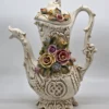 Ogromny dzban Capodimonte Włochy rzeźbiona ceramika kwiaty 48 cm