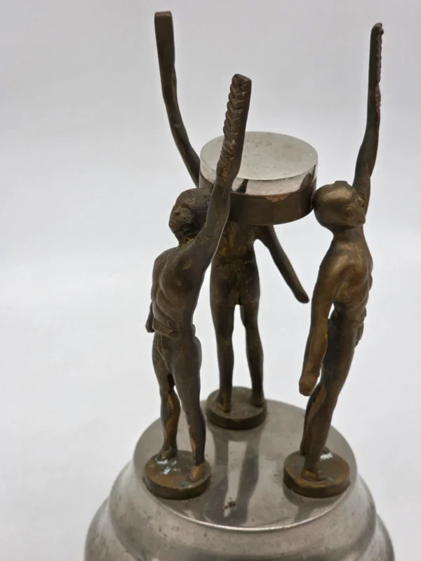 Mosiężna figurka świecznik z trzema postaciami vintage 24 cm