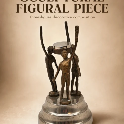 Mosiężna figurka świecznik z trzema postaciami vintage 24 cm
