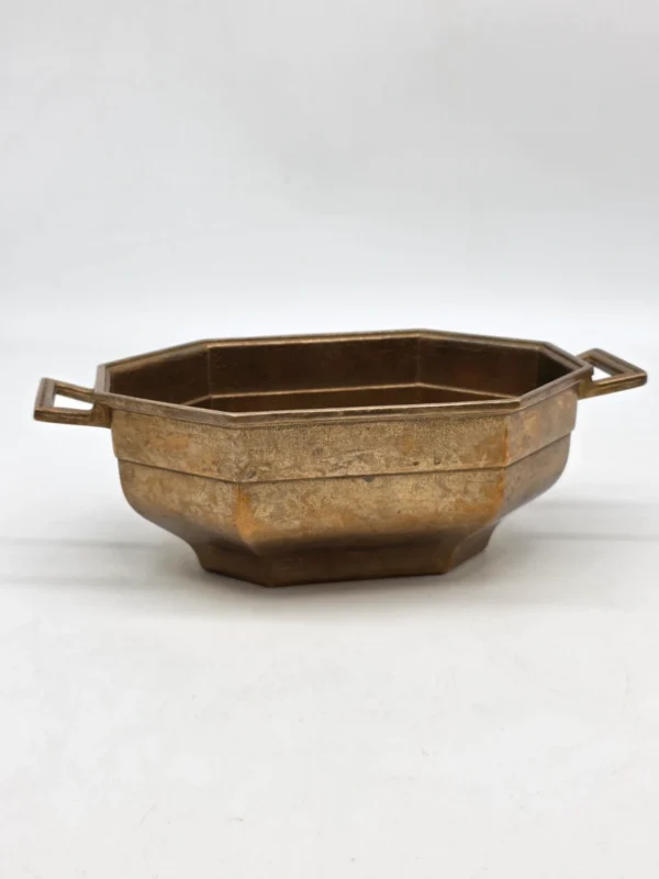 Misa patera Art Deco geometryczna ośmiokątna ciężka metalowa 23 cm