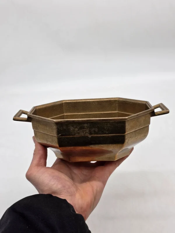Misa patera Art Deco geometryczna ośmiokątna ciężka metalowa 23 cm