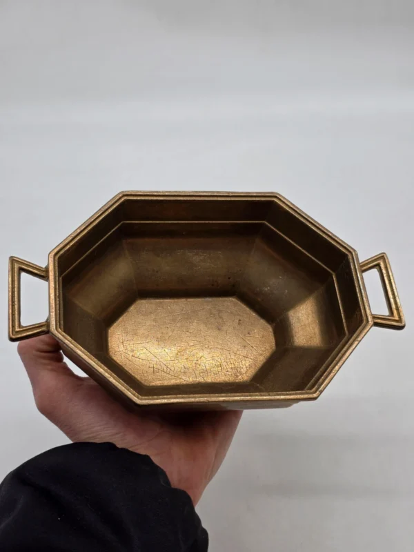 Misa patera Art Deco geometryczna ośmiokątna ciężka metalowa 23 cm