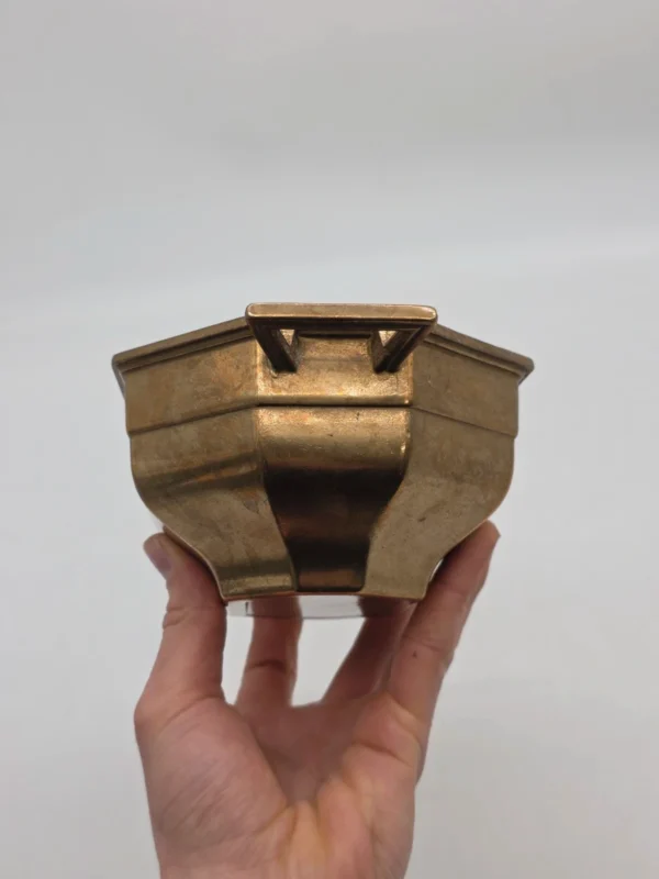 Misa patera Art Deco geometryczna ośmiokątna ciężka metalowa 23 cm