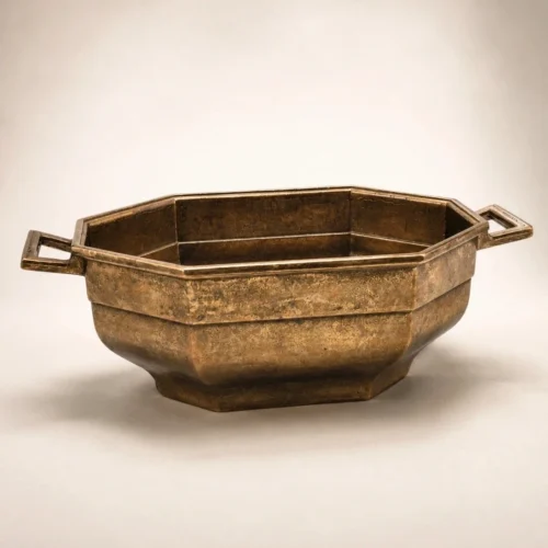 Misa patera Art Deco geometryczna ośmiokątna ciężka metalowa 23 cm