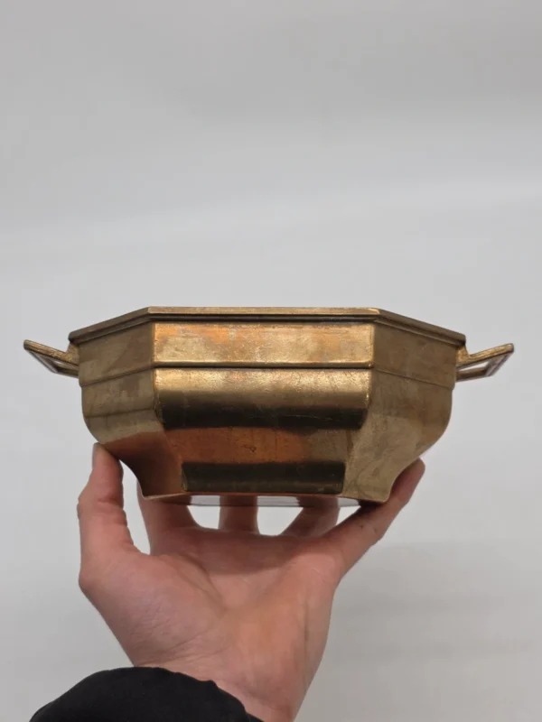 Misa patera Art Deco geometryczna ośmiokątna ciężka metalowa 23 cm