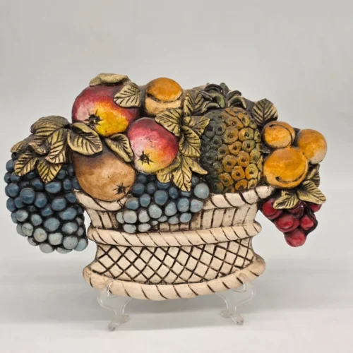 Duża płaskorzeźba Kosz z owocami Ceramiche Sala Italy 37x27 cm