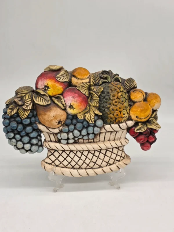 Duża płaskorzeźba Kosz z owocami Ceramiche Sala Italy 37x27 cm