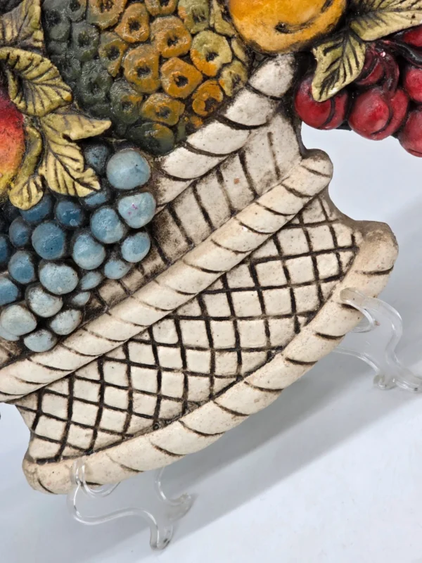 Duża płaskorzeźba Kosz z owocami Ceramiche Sala Italy 37x27 cm