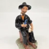 Ceramiczna figurka Drwal z fajką sztuka ludowa rękodzieło vintage 24 cm