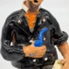 Ceramiczna figurka Drwal z fajką sztuka ludowa rękodzieło vintage 24 cm