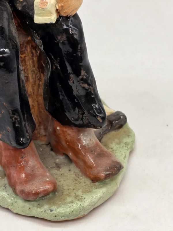 Ceramiczna figurka Drwal z fajką sztuka ludowa rękodzieło vintage 24 cm