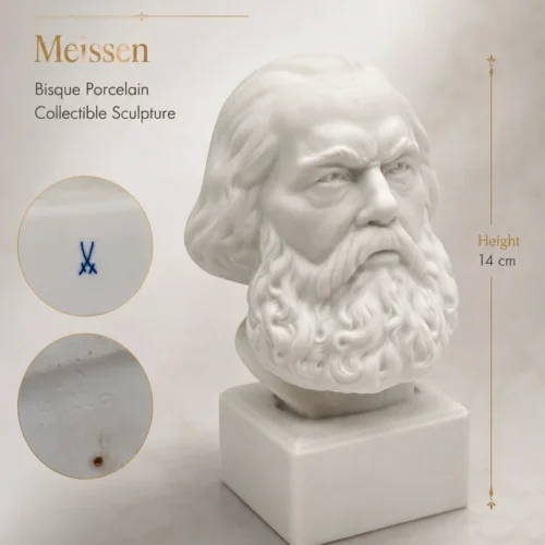 Popiersie Karol Marks Meissen porcelana biskwitowa rzeźba kolekcjonerska wys 14 cm