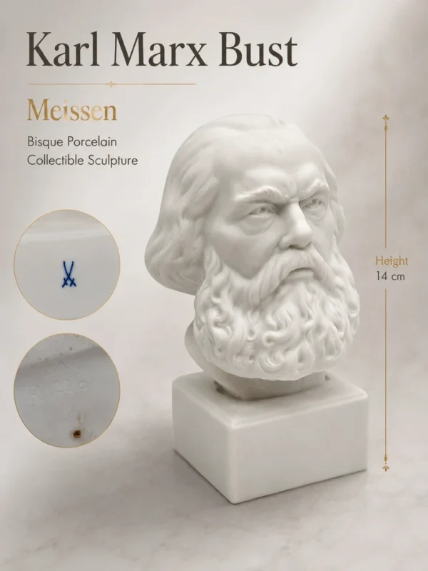 Popiersie Karol Marks Meissen porcelana biskwitowa rzeźba kolekcjonerska wys 14 cm