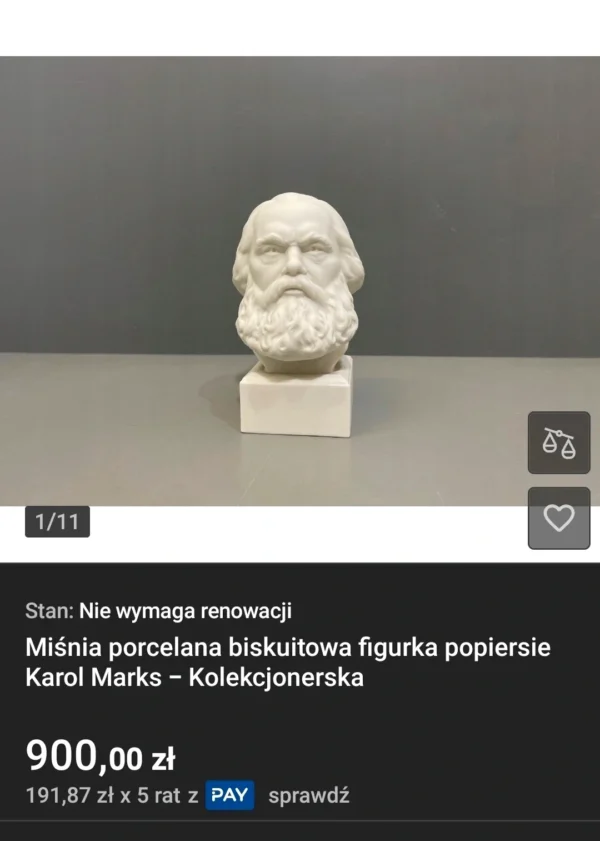 Popiersie Karol Marks Meissen porcelana biskwitowa rzeźba kolekcjonerska wys 14 cm