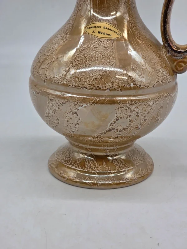 Ceramiczny dzbanek wazon Lausitzer Handarbeit J Wehner złoty luster vintage wys 29 cm