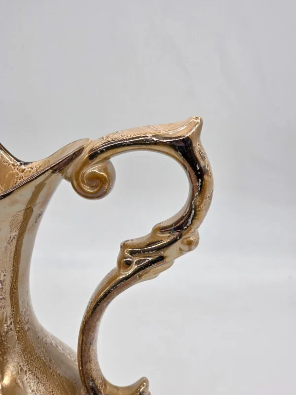 Ceramiczny dzbanek wazon Lausitzer Handarbeit J Wehner złoty luster vintage wys 29 cm