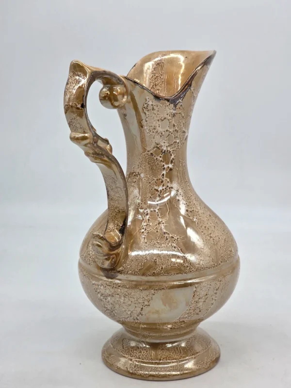 Ceramiczny dzbanek wazon Lausitzer Handarbeit J Wehner złoty luster vintage wys 29 cm
